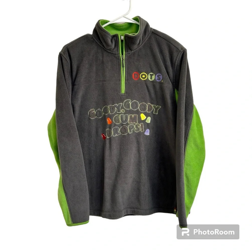 Vintage Dots Candy Tootsie Roll Promo Youth Sz S Fleece Jacket 1/4 Zip Pullover